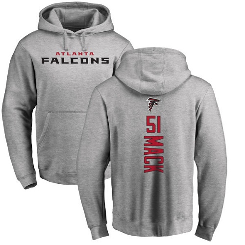 Atlanta Falcons Men Ash Alex Mack Backer NFL Football #51 Pullover Hoodie Sweatshirts